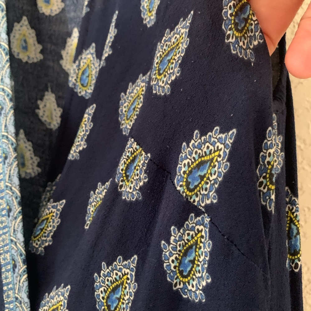 Anthropologie Blue Patterned Wrap Dress - Picture 5 of 12